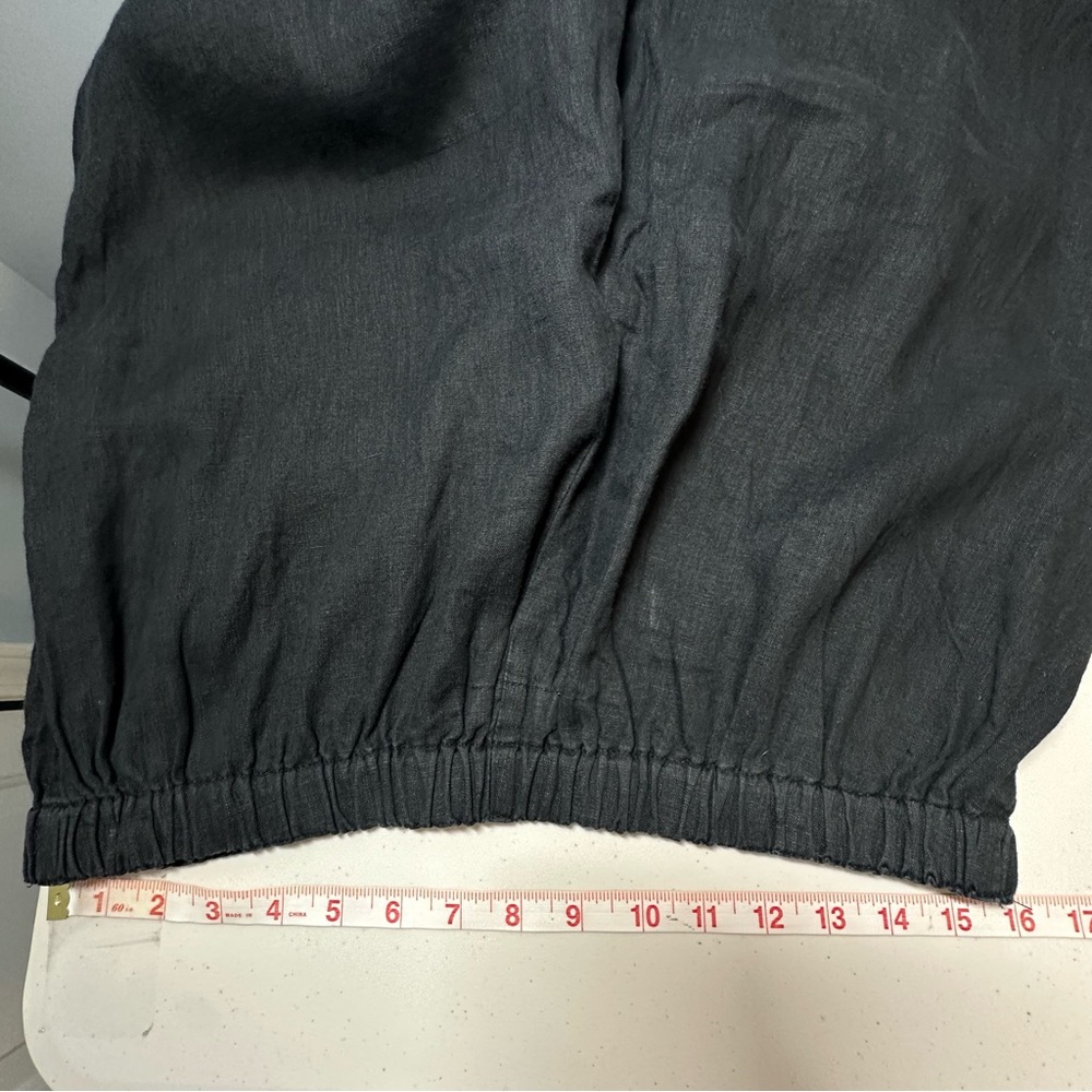 Flax Womens Linen Wide Leg Cropped M Black Lagenlook Beach Sustainable - Picture 12 of 14